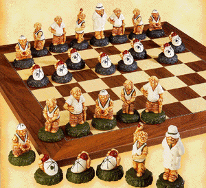 SAC Village Cricket Hand Decorated Chess Set
