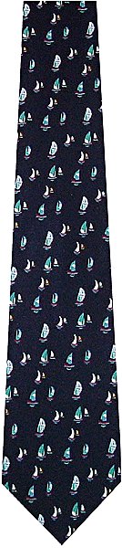 A great sailing tie with lots of little yachts on a navy blue background