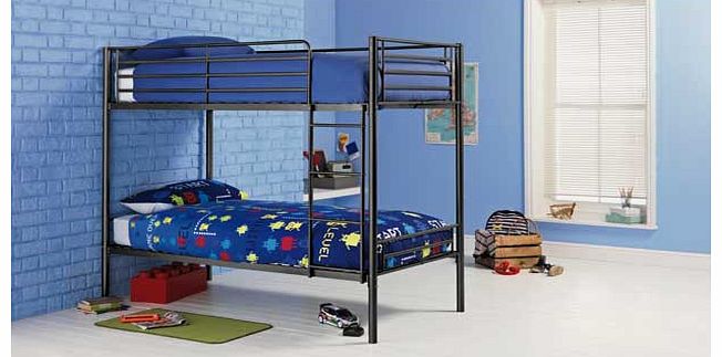 This Samuel shorty black bunk with Bibby mattress is a great option when you are trying to maximise space in a bedroom. This modern set of metal bunk beds is perfect when you have two young children sharing a bedroom. or if your child loves having sl