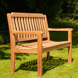 The Sandhurst Teak Garden Bench has a nice detail on the top rail and is a great priced bench for en