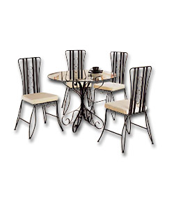Sante Fe Wrought Iron Dining Suite with 4 Chairs