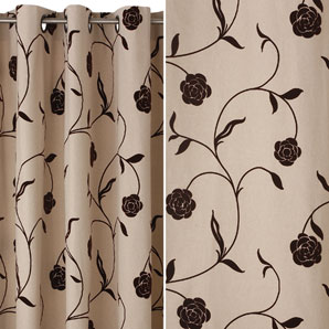 Sarah Eyelet Curtains- Chocolate- W200 x Drop 136cm