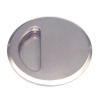 Satin chrome round flush pull 95mm diameter. Rear mounted for invisible fixing.