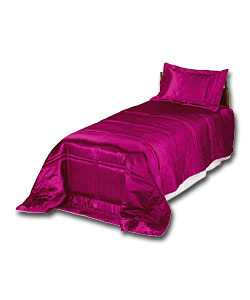 Satin Single Bedspread - Pink - Machine washable