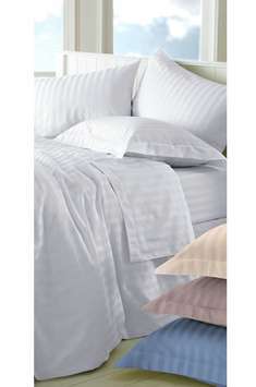 Sophisticated satin stripe bedding. Sleep in luxury satin percale and feel the difference. Cotton. M
