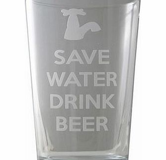 Unbranded Save Water Drink Beer Pint Glass 4132CX