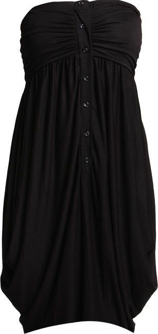 Button front volume boob tube dress. 95 Viscose, 5 elastine. Length 80cm.