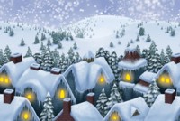 Cozy winter cottages snuggled up against the snow. I can almost taste the turkey, can`t you?
