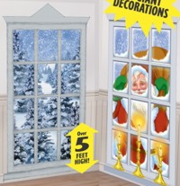Give your venue a view onto a snowy forest and let Santa peep in. Put up these two decorations with 