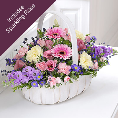 Unbranded Scented Summer Flower Basket with Sparkling Rosandeacute;
