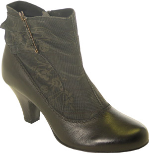 fabric almond toe high heel ankle boot with fold back cuff
