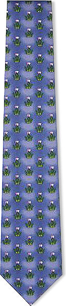 A lovely light purple lilac tie with a Scotland thistle design all over.