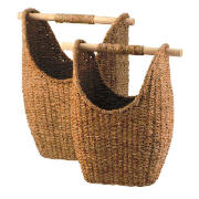 Unbranded Seagrass round baskets with wooden handles