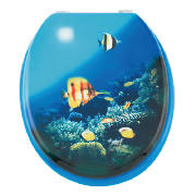 This novelty toilet seat adds life to any bathroom.  It features a Seaworld design and is made from