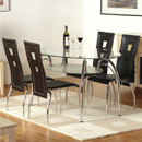 The Carvelle range of dining and living furniture is a stunning combination of lether, chrome and