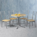 The Seconique Crosby circular dining set comprises of a table with four chairs. The chair seats and
