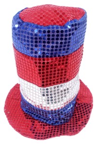 Complete a mad cap seventies glam rocker outfit with this tall sequined top hat