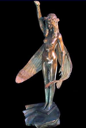 Serenity limited edition cold cast bronze garden fairy statue.  Serenity comes with magic coin