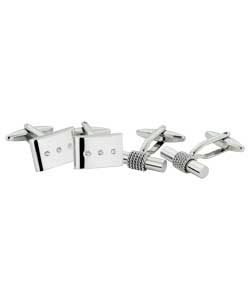 Unbranded Set of 2 Cubic Zirconia and T Bar Cufflinks