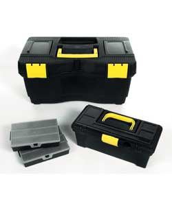Tool boxes 19in and 11in.Overall size (H)24.5, (W)28, (D)48.6cm.Total weight 2.14kg.