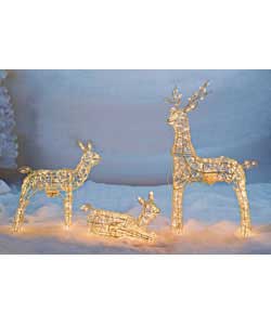 Unbranded Set of 3 Illuminated 3D Reindeer Family