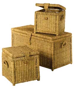 Unbranded Set of 3 Seagrass Hampers