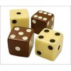 Two brown dice and two cream dice, ideal for use in backgammon.