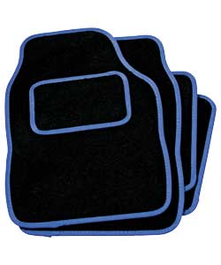 Unbranded Set of 4 Car Mats - Blue Piping
