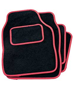 Unbranded Set of 4 Car Mats - Red Piping