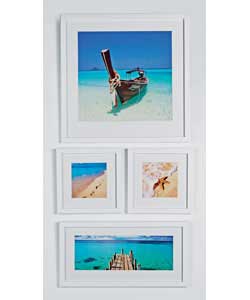 Printed paper framed with glass front.Size 1 of 57.6x57.6cm, 1 of 57.6x28.8cm, 2 of 28.8x28.8cm.