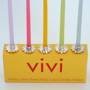 Set of Five Sterling Silver Plated Daisy Candle