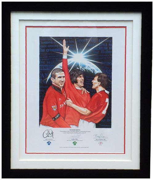 Unbranded Seventh heaven and#8211; print signed by Best Cantona and Robson