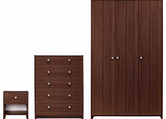 The Seville furniture range is a versatile collection to blend with many bedroom styles. Finished in wenge effect. this package consists of a bedside chest. five drawer chest and a three door wardrobe. Understated and classic. this offers ample space