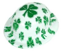 A green shamrock decorated hat for celebrating March 17th, or any other Irish event. Don