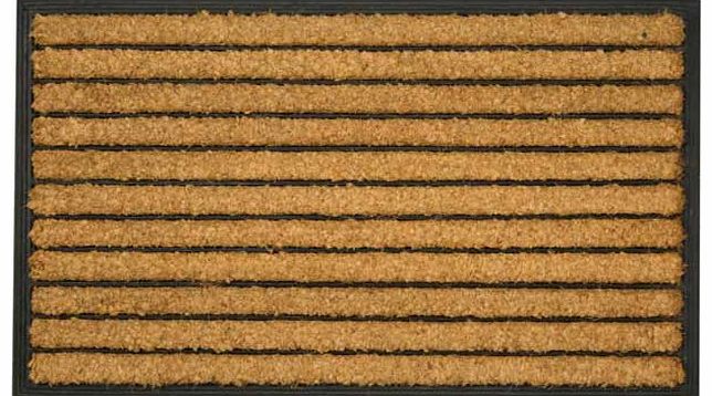 Rubber doormat with coir insert. hardwearing and functional. excellent scraper. suitable for indoor and outdoor use in a sheltered location. 50% coir. 50% rubber. Non-slip backing. Do not wash. Size L60. W40cm. (Barcode EAN=5012679178503)