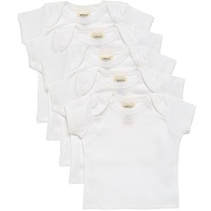 Short Sleeve Vest, White, Pack of 5, 0-3 Months