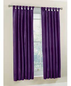 Unbranded Shot Satin Blackcurrant Tab Top Curtains - 46 x 72 inches