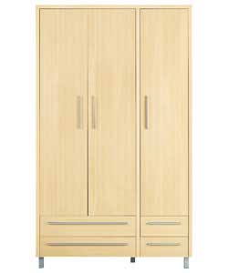 Unbranded Sicilia 3 Door 4 Drawer Wardrobe - Maple