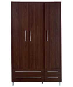 Sicilia 3-Door Robe with 4 drawers - Dark Maple