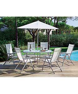 Sicily 6 Seater White Patio Set - inc. express delivery