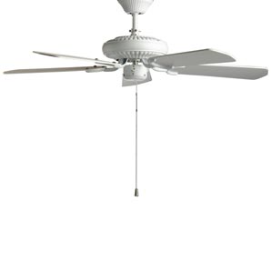 Sienna metal white fan with 5 wooden blades, 3 for