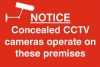 CONCEALED CCTV sign measuring 200 x 300mm. Made from 0.65mm semi-rigid plastic and printed using UV 