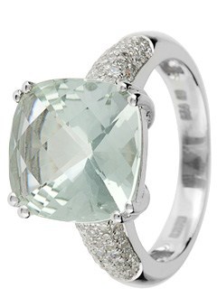 Unbranded Silver, Green Amethyst and Pave set Diamond