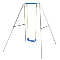 This sturdy swing set has galvanised metal frames