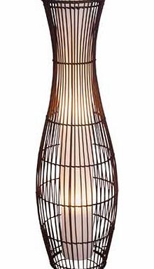 With a curvaceous bottle-shaped framework. this truly modern floor lamp will create a mellow and relaxed atmosphere in any room. Height 110cm. Diameter of base 28cm. Weight 2.3kg. Suitable for use with low energy bulbs. max 9 watts (ES halogen bulb).