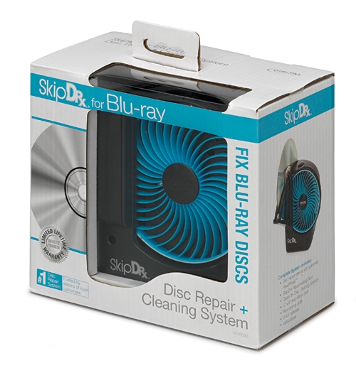 SkipDr for Blu-Ray is the only Disc Repair + Cleaning System designed to repair and clean Blu-Ray discs. The patented FlexiWheel with its unique microfrictional surface repairs a thin protective layer on the Blu-Ray disc...