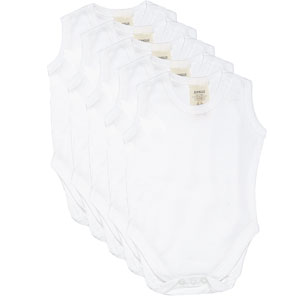 Unbranded Sleeveless Bodysuit, White, 12-18 Months, Pack of 5