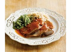 Sliced beef with gravy, rice, green beans, stuffing and tomato sauce. Please note that our dishes for Ethnic Diets are stocked to order, so please order 14 days before you require delivery. Thank you.