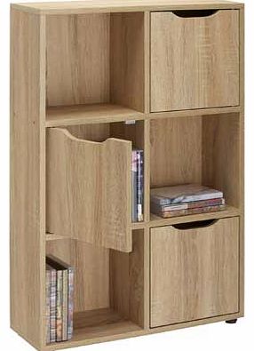 This wood effect shelving unit provides convient storage for your living space. Featuring 3 display shelves and 3 shelves with doors to hide any clutter it is the perfect addition to any room. Size H90. W60. D20cm. Weight 12.3kg. Stores up to 108 DVD