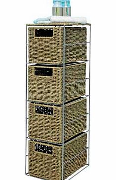 Unbranded Slimline 4 Drawer Seagrass Storage Tower - Natural